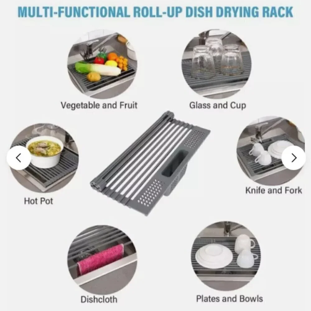 NEW! CW HOME Roll Up Dish Drying Rack over the sink stainless steel silicon